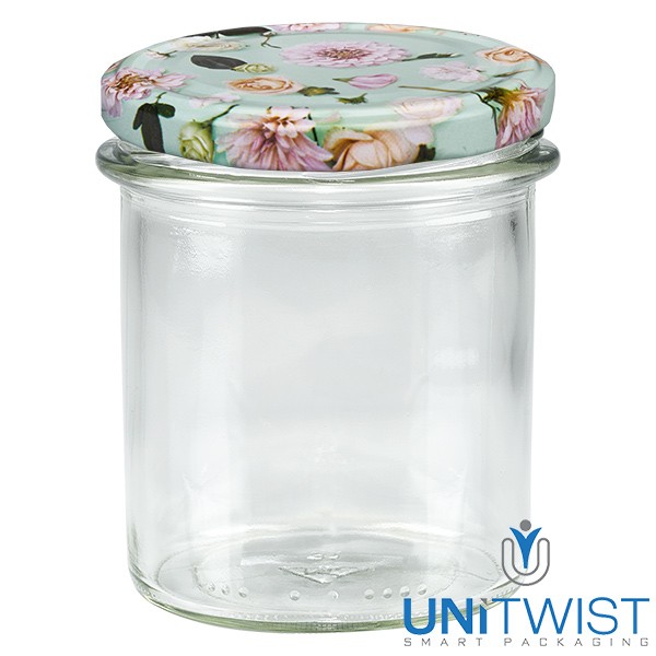 Tarro de 350 ml + tapa BasicSeal Flor menta UNiTWIST®