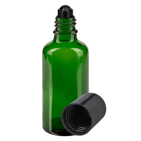 Frasco de vidrio para desodorante, verde, 50 ml, roll-on para desodorante vacío
