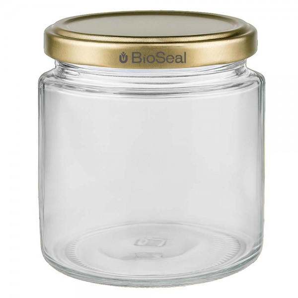 Tarro para miel de 350 g con tapa dorada BioSeal UNiTWIST