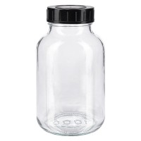 Frasco de cuello ancho de 1000 ml, vidrio transparente con tapa de rosca Frasco de cuello ancho de 1000 ml, vidrio transparente con tapa de rosca
