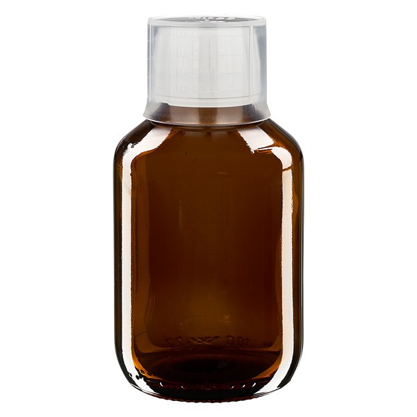 Frasco medicamento 100ml marrón con vaso dosificador