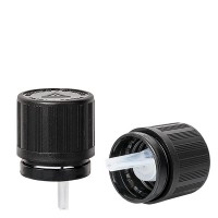 Tapón cuentagotas de 1 mm premium negro de 18 mm con precinto de originalidad, seguro para niños y seña. para ciegos Tapón cuentagotas de 1 mm premium negro de 18 mm con precinto de originalidad, seguro para niños y seña. para ciegos