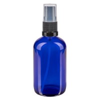 Frasco de vidrio azul de 100 ml con atomizador negro Frasco de vidrio azul de 100 ml con atomizador negro