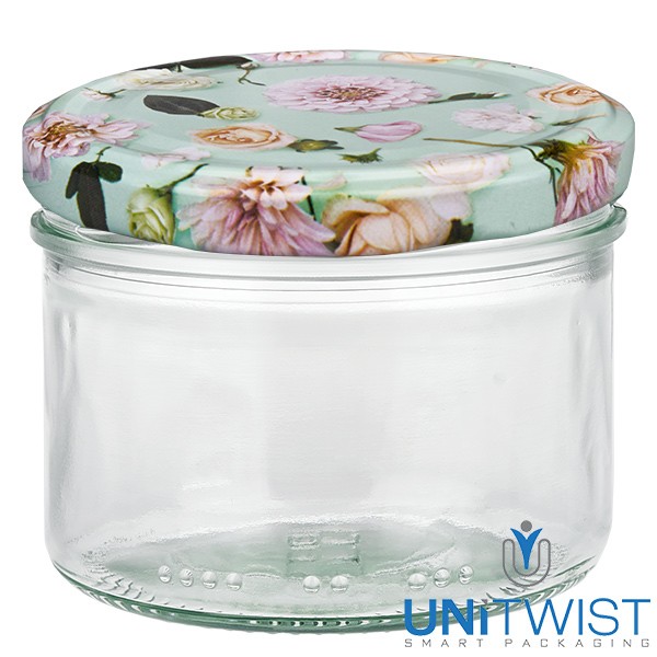 Vaso cilíndrico de 230 ml + tapa BasicSeal Flor rosa