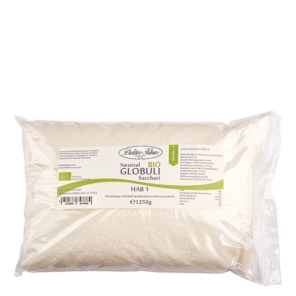 Glóbulos neutrales ecológicos, 1250 g, HAB1, 100 % sacarosa pura