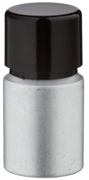 Frasco de aluminio de 10 ml decapado con tapón de rosca negro con junta cónica