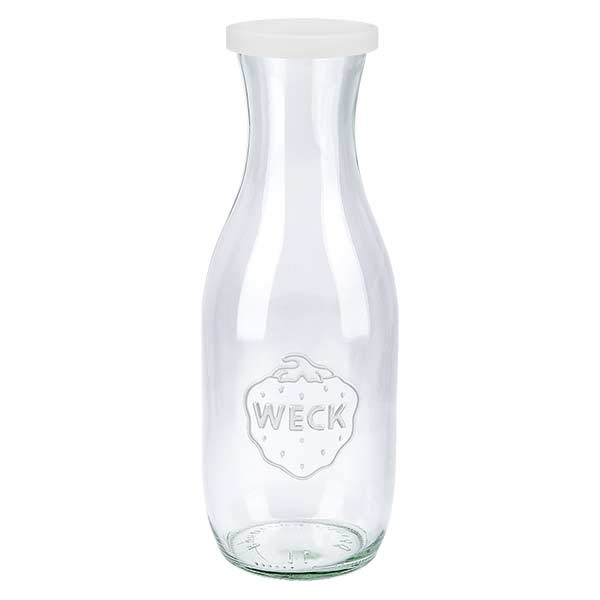 1062ml botella de zumo WECK RR60 con tapa de silicona blanco