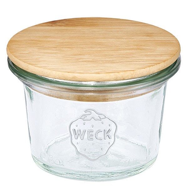 Tarro mini para desmoldar WECK de 35 ml con tapa de madera