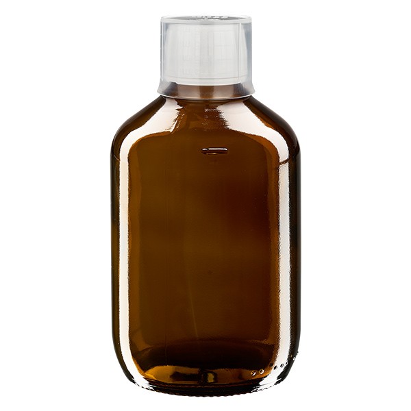 Frasco medicamento 200ml marrón con vaso dosificador