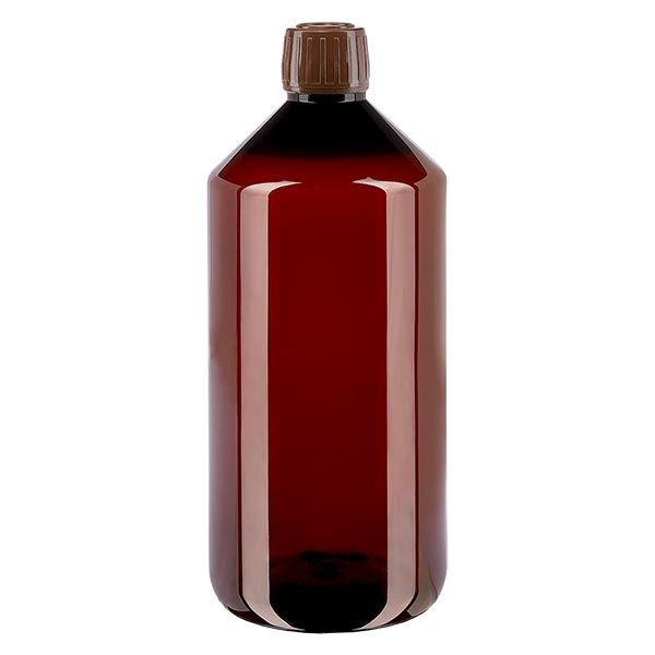 Frasco de medicina de PET de 1000 ml con tapón marron