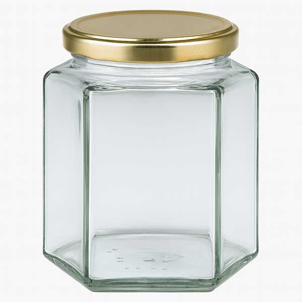 390ml Hexaglass con tapa BasicSeal oro UNiTWIST