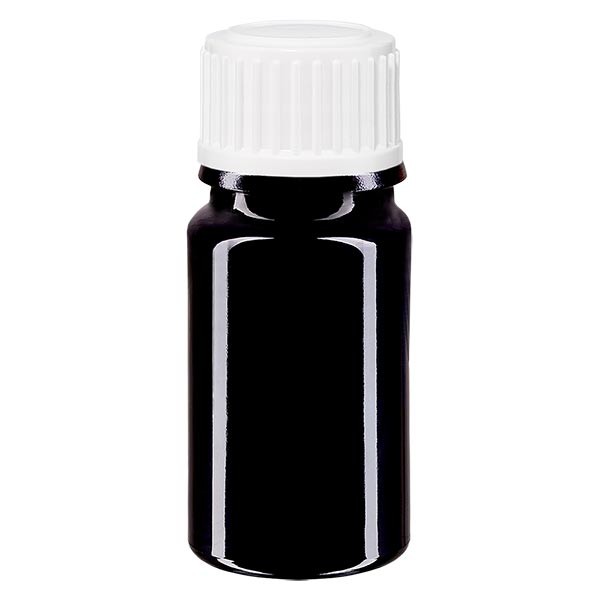 Frasco de farmacia violeta, 5 ml, tapón de rosca blanco, glóbulos, estándar