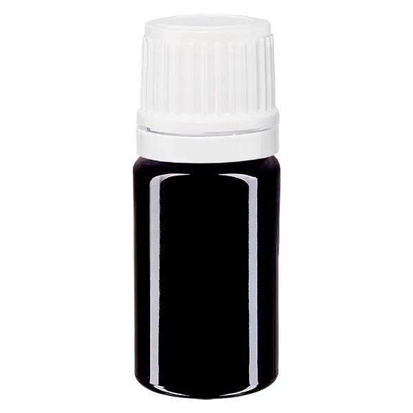 Frasco de farmacia violeta, 5 ml, tapón de rosca blanco, con precinto de originalidad