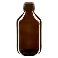 Frasco de medicina según norma europea de 250 ml, ámbar, con tapón marron Frasco de medicina según norma europea de 250 ml, ámbar, con tapón marron