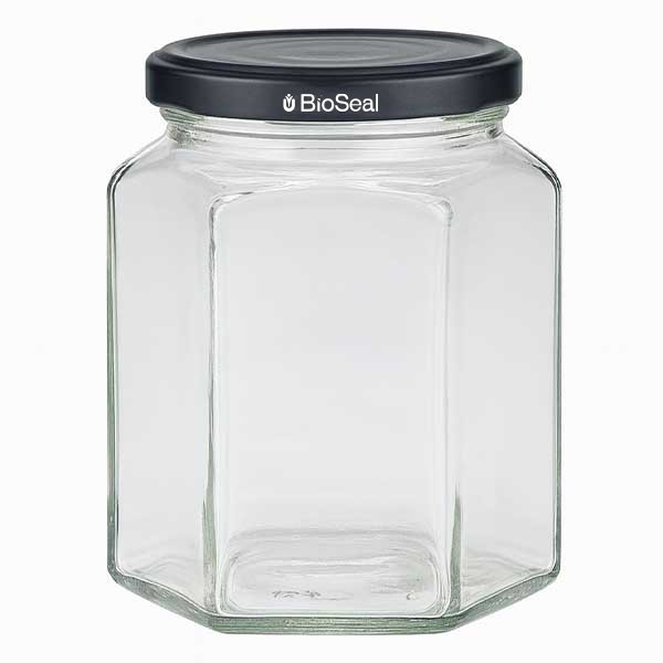 288ml Hexaglass con tapa BioSeal negro UNiTWIST