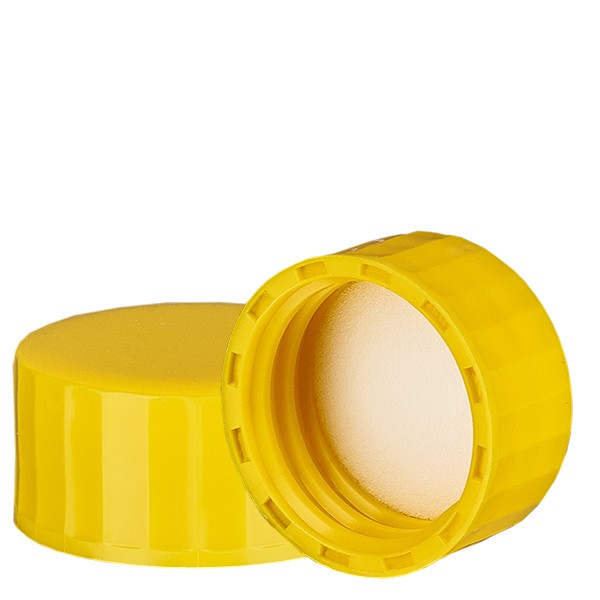 Tapón de rosca amarillo con pieza interior de PE, S27x3