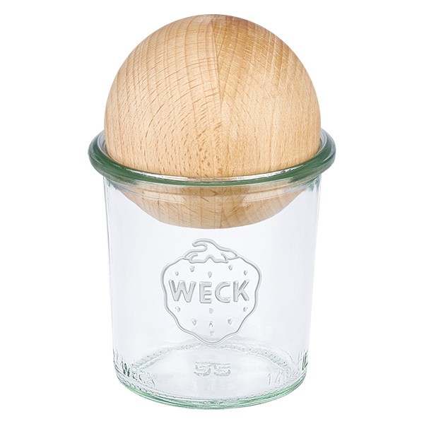 Tarro mini para desmoldar WECK de 140 ml con bola de madera