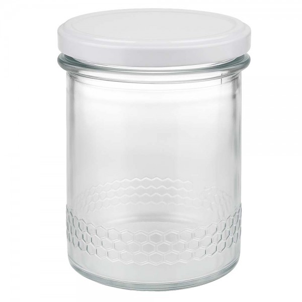 Tarro para miel de 560 g con tapa blanca BasicSeal UNiTWIST