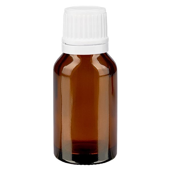 Frasco de farmacia ámbar, 30 ml, tapón de rosca blanco, con precinto de originalidad