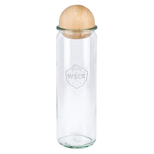 Tarro cilíndrico WECK de 600 ml con bola de madera