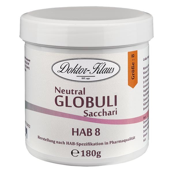 Glóbulos neutrales, 180 g, HAB8, 100 % sacarosa pura