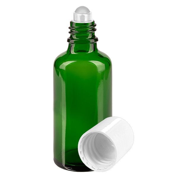 Frasco de vidrio para desodorante, verde, 50 ml, roll-on para desodorante vacío