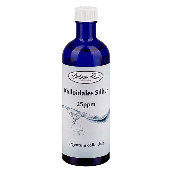 200 ml de plata coloidal Doktor-Klaus, 25 ppm, frasco de vidrio azul con precinto de originalidad