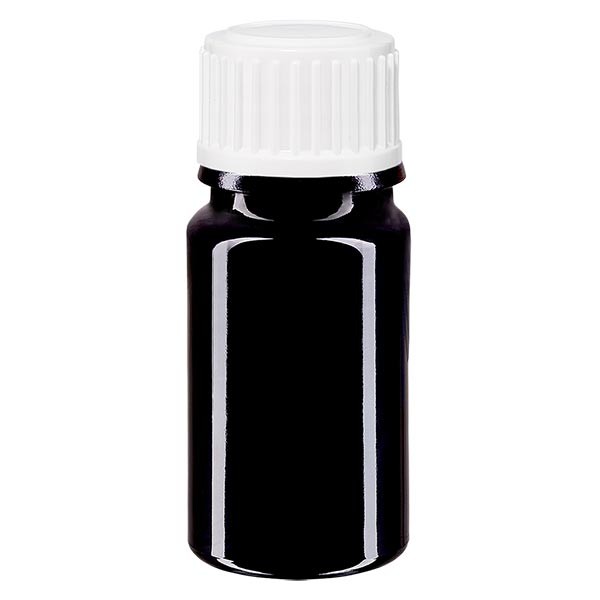 Frasco de farmacia violeta, 5 ml, tapón gotero blanco, 0,8 mm, estándar