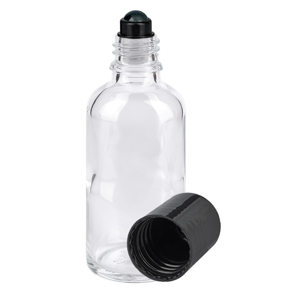 Frasco de vidrio para desodorante, transparente, 50 ml, roll-on para desodorante vacío