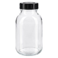 Frasco de cuello ancho de 500 ml, vidrio transparente con tapa de rosca Frasco de cuello ancho de 500 ml, vidrio transparente con tapa de rosca