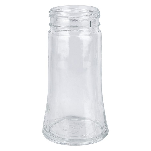 Bote para especias forma trapecial 95 ml con rosca de 41 mm, vidrio transparente, sin cierre