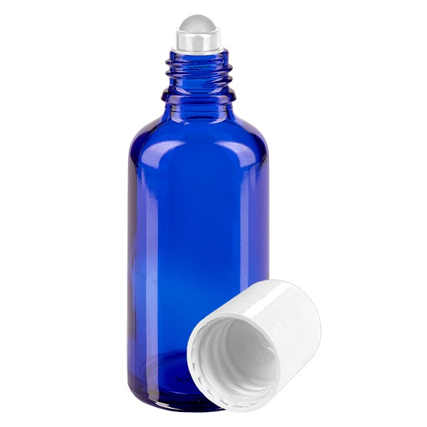Frasco de vidrio para desodorante, azul, 50 ml, roll-on para desodorante vacío