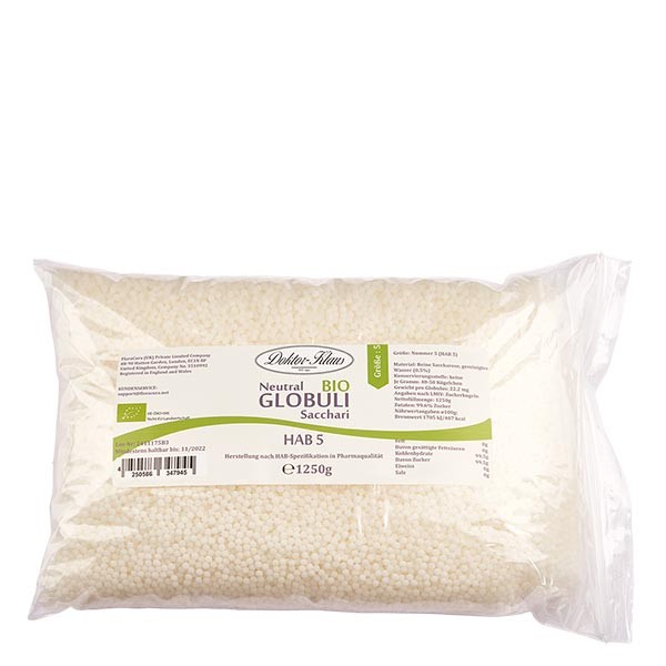 Glóbulos neutrales ecológicos, 1250 g, HAB5, 100 % sacarosa pura