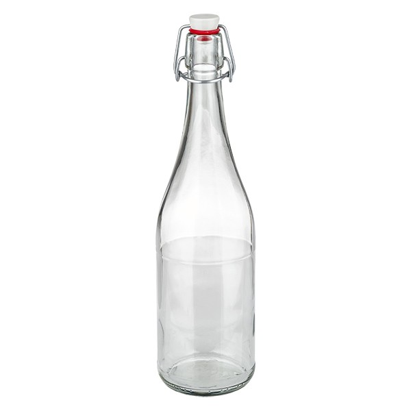 Botella de vidrio de 750 ml + tapón de rosca de porcelana UN.