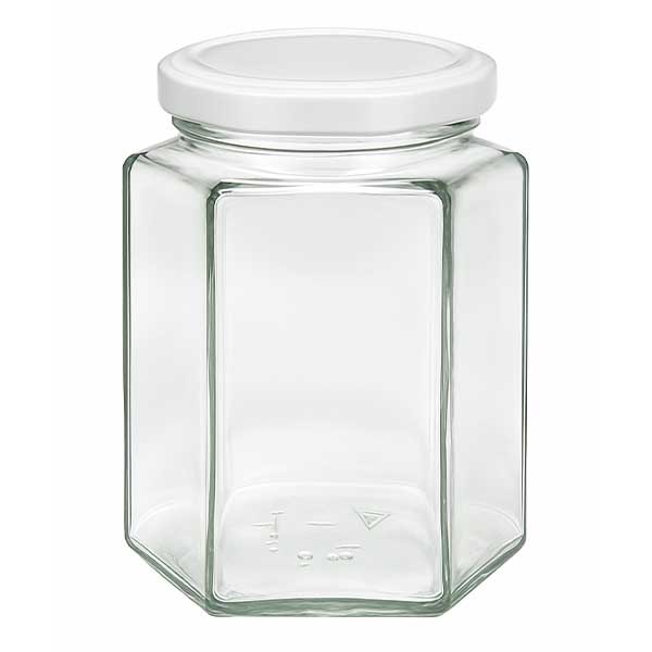 390ml Hexaglass con tapa BasicSeal blanco UNiTWIST