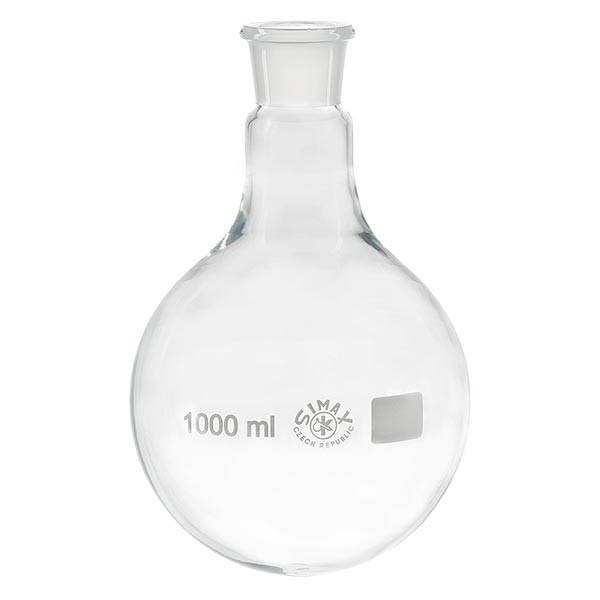 Matraz con fondo redondo de 1000 ml de cuello ancho, borosilicato, con esmerilado normalizado 29/32