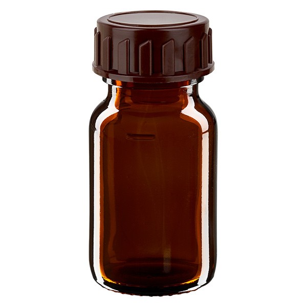 Frasco de medicina según norma europea, 30 ml, ámbar con tapón marrón