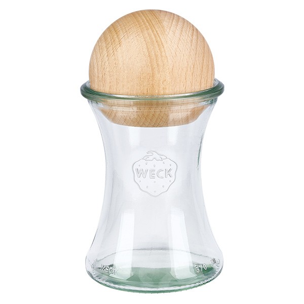 Tarro para delikatessen WECK de 200 ml con bola de madera