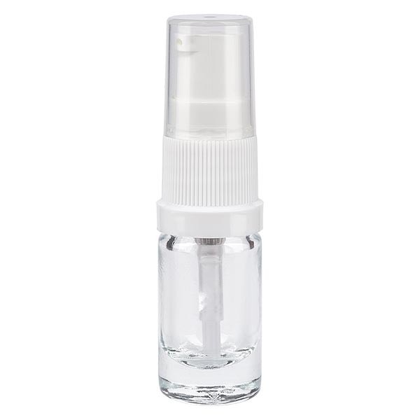 Frasco de farmacia transparente, 5 ml, dispensador de loción blanco, estándar
