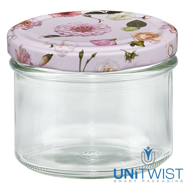 Vaso de 225 ml + tapa BasicSeal rosa flor UNiTWIST®