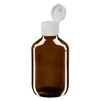 Vista previa: Frasco de medicina según norma europea de 200 ml, ámbar, con tapón bisagra blanco Vista previa: Frasco de medicina según norma europea de 200 ml, ámbar, con tapón bisagra blanco