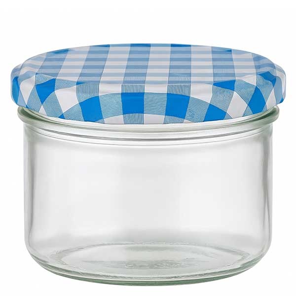 Vaso cilíndrico 230ml + Tapa BasicSeal azul/blanco