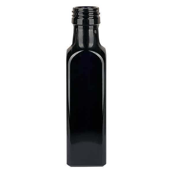 Botella de aceite de vidrio violeta de 250 ml, cuadrado, UNI 31,5x24