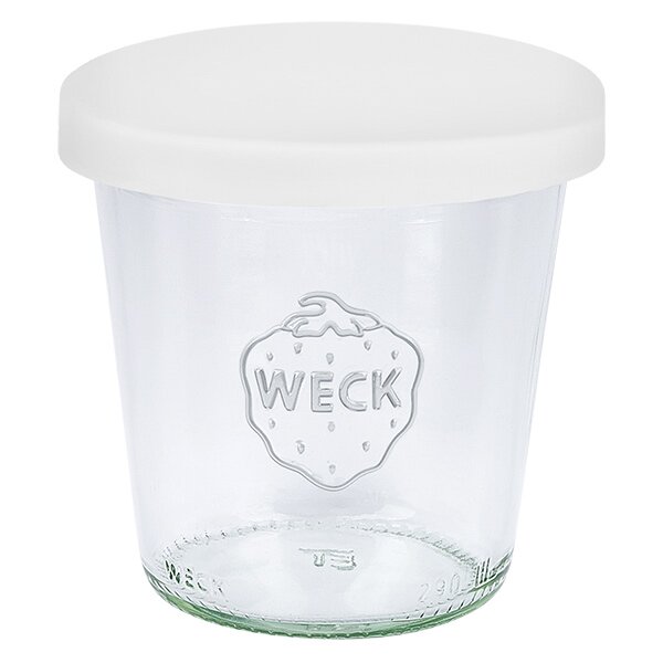 Vasos WECK de 290 ml con tapa de silicona blanco