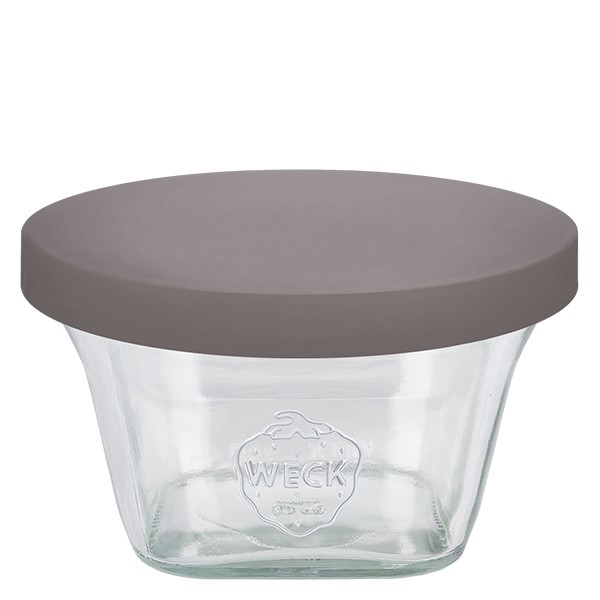 290ml Quadro vaso WECK RR100 w. Tapa de silicona gris