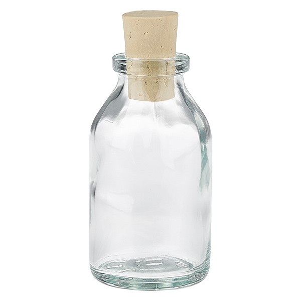 Vial para inyección, vidrio transparente, 20 ml, con tapón de corcho 11/14 mm