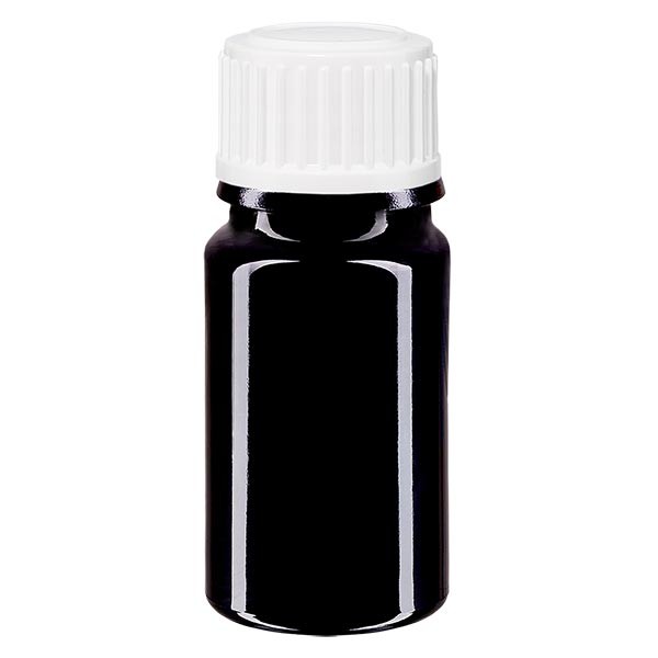 Frasco de farmacia violeta, 5 ml, tapón de rosca blanco, estándar