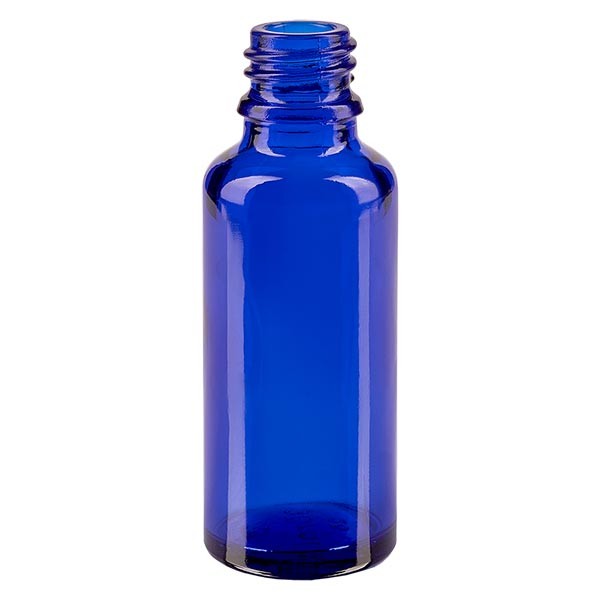 Frasco cuentagotas, 30 ml, ND18, vidrio azul, vidrio de farmacia