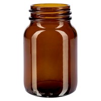 Frasco de cuello ancho, 250 ml, vidrio ámbar con boca DIN 55 sin cierre Frasco de cuello ancho, 250 ml, vidrio ámbar con boca DIN 55 sin cierre