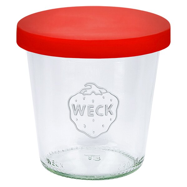 Vasos WECK de 290 ml con tapa de silicona rojo
